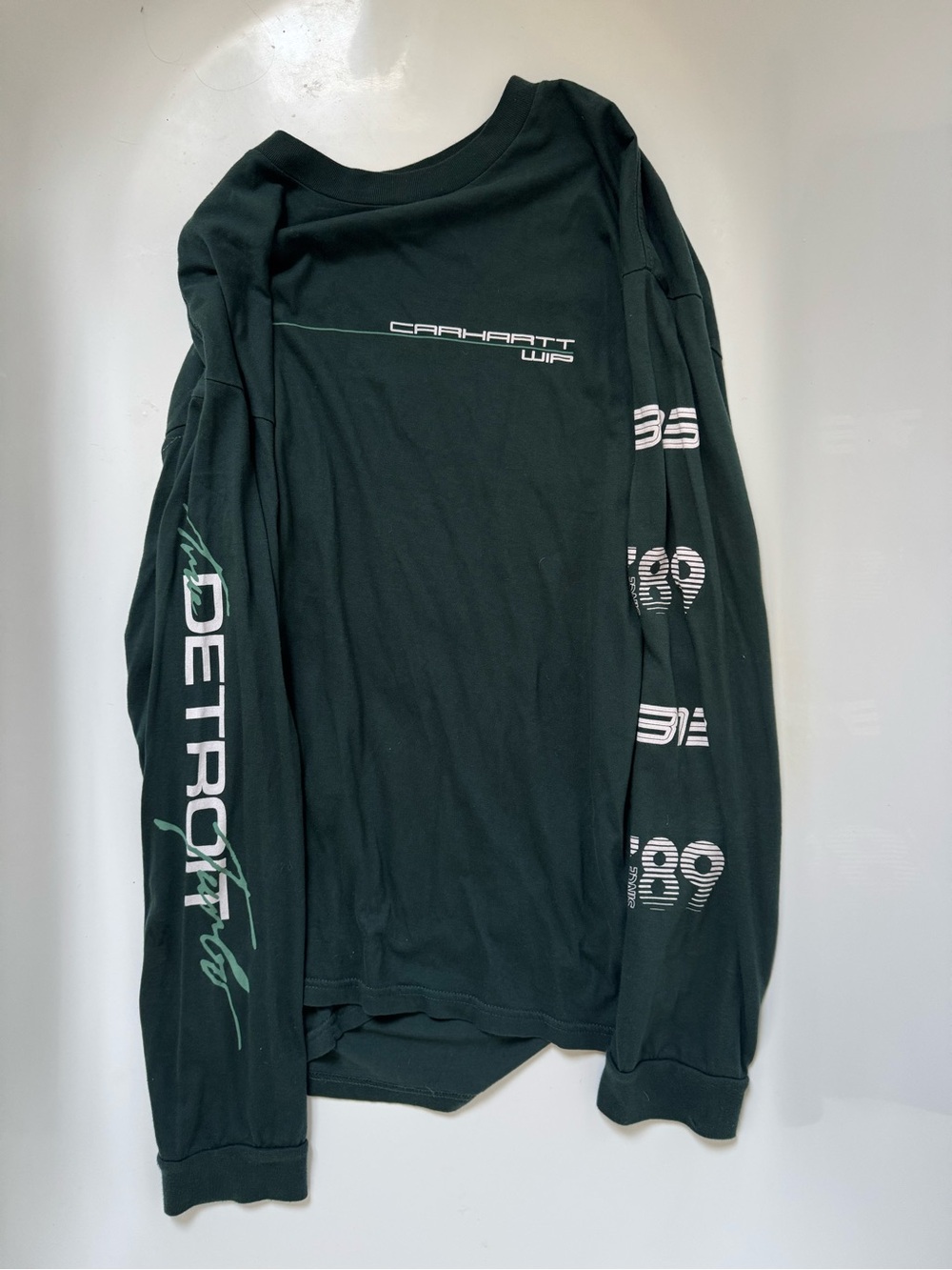 Carhartt Black Long Sleeve Tee with White and Green Logo